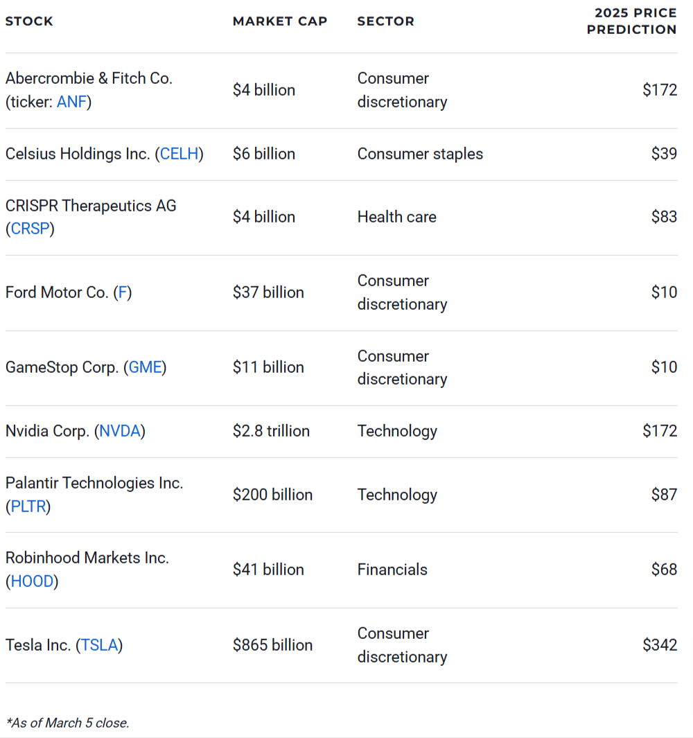 9 Controversial Stock Price Predictions for 2025